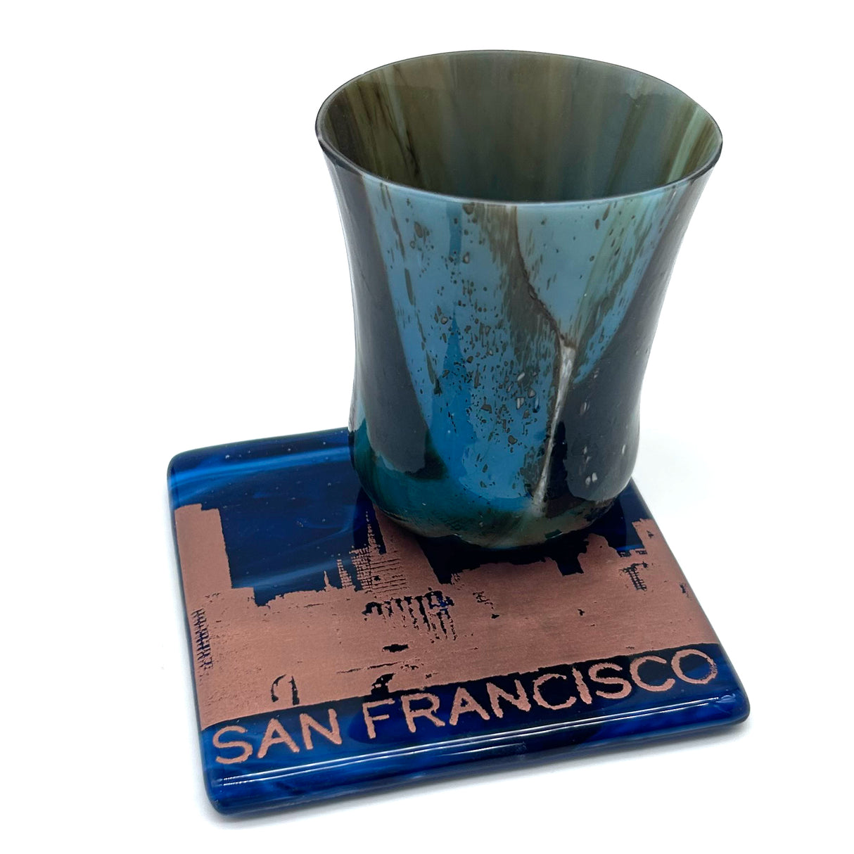 San Francisco Sunset Skyline 4" Fused Glass Coaster