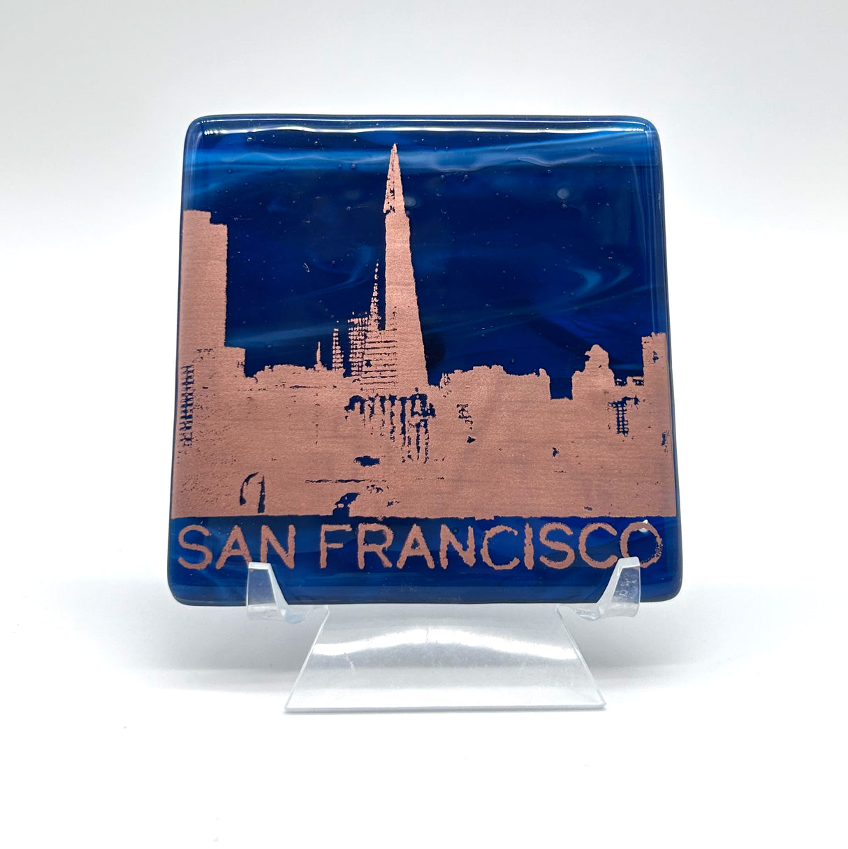 San Francisco Sunset Skyline 4" Fused Glass Coaster
