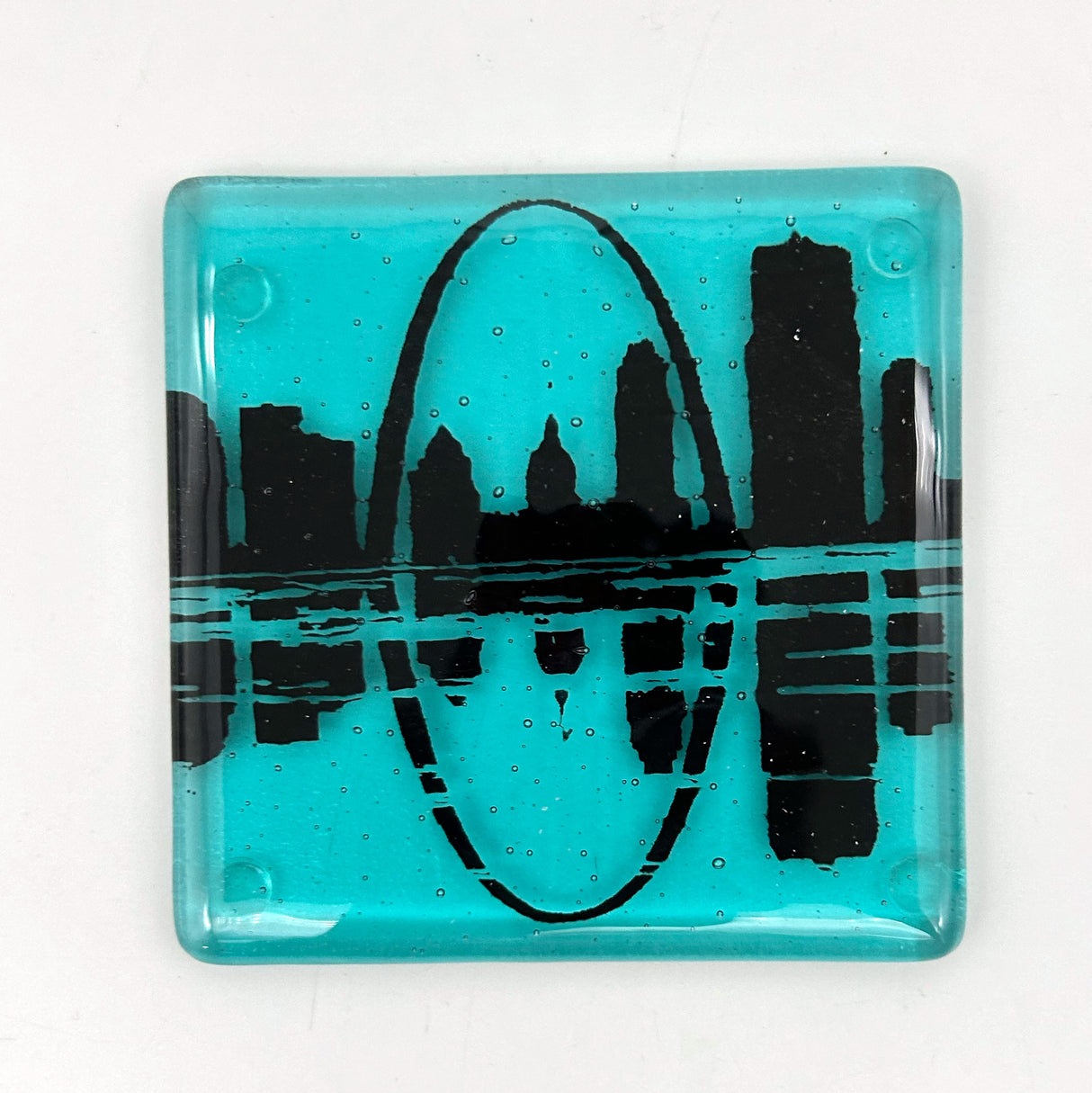 St. Louis Skyline Fused Glass 4" Single Coaster - made to order