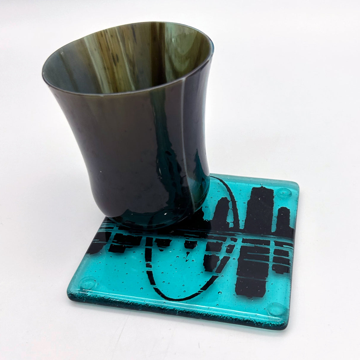 St. Louis Skyline Fused Glass 4" Single Coaster - made to order