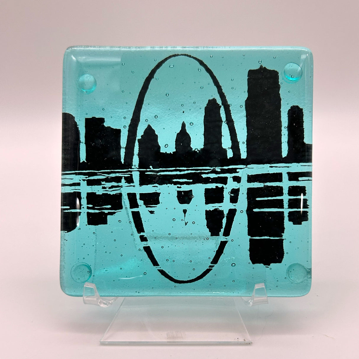 St. Louis Skyline Fused Glass 4" Single Coaster - made to order