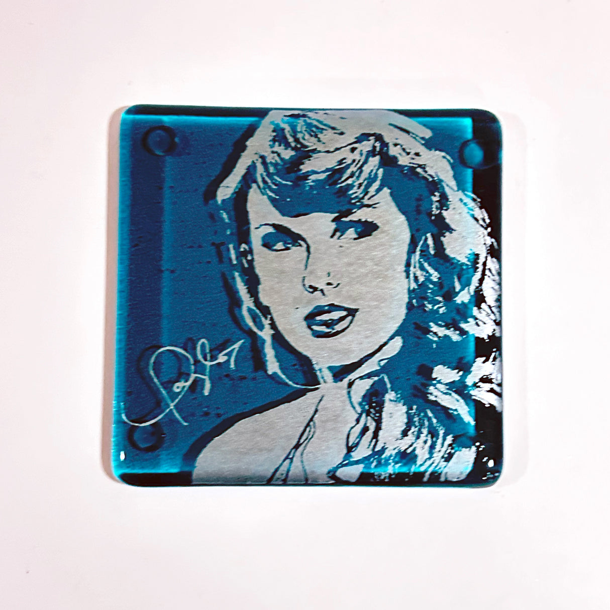 Taylor Swift (Gold)  Fused Glass 4" Single Coaster