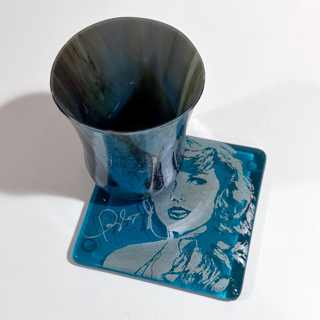 Taylor Swift (Gold)  Fused Glass 4" Single Coaster