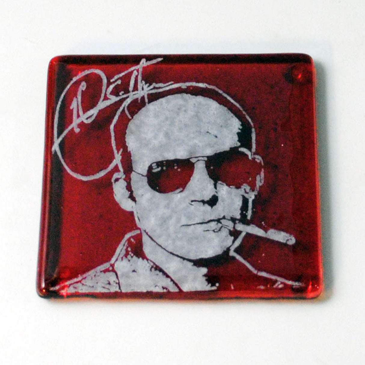 Hunter S. Thompson Fused Glass 4" Single Coaster