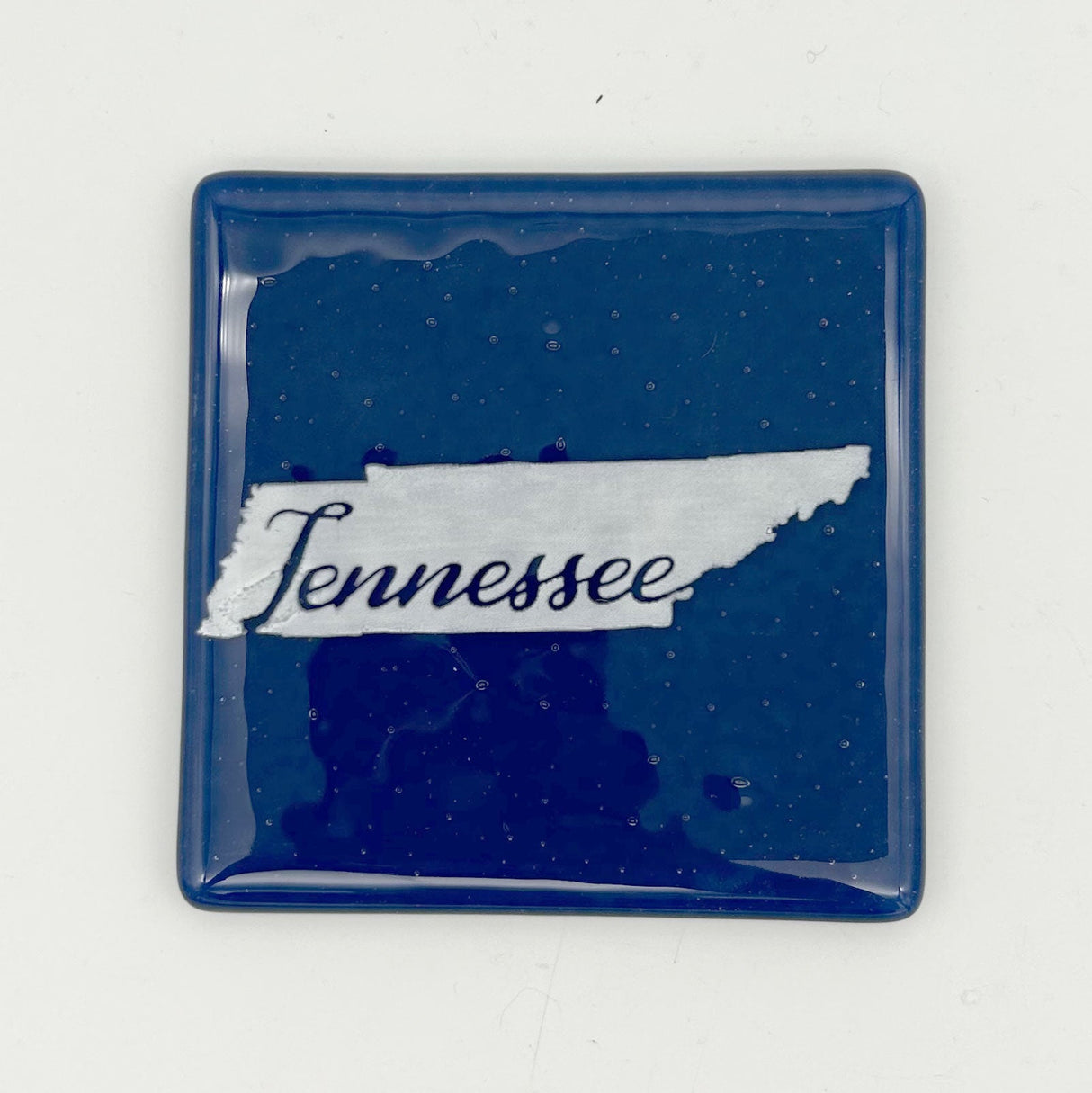 US States Fused Glass 4" Single Coaster - Rainbow Pride or Single Color Background - made to order