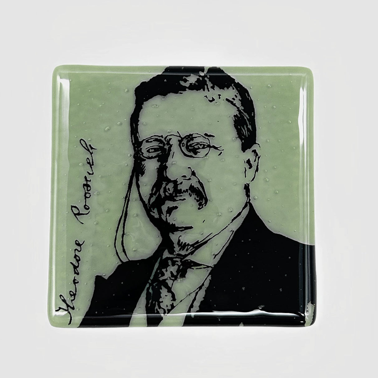 Theodore "Teddy" Roosevelt  Fused Glass 4" Single Coaster