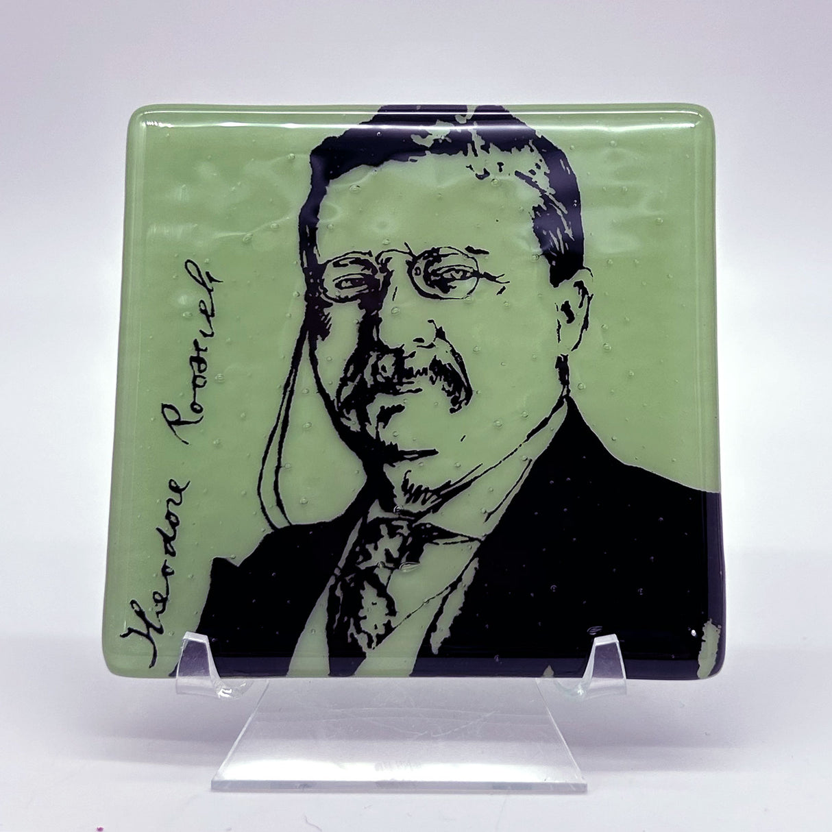 Theodore "Teddy" Roosevelt  Fused Glass 4" Single Coaster