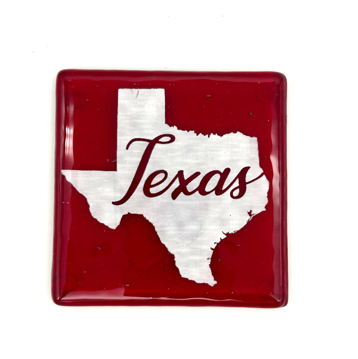 US States Fused Glass 4" Single Coaster - Rainbow Pride or Single Color Background - made to order
