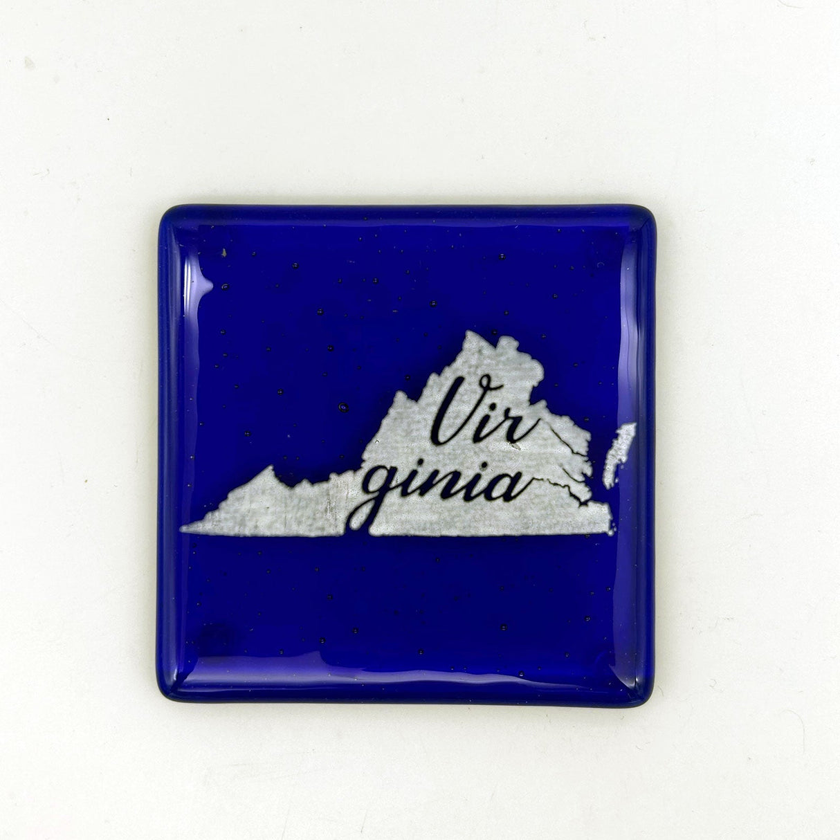 US States Fused Glass 4" Single Coaster - Rainbow Pride or Single Color Background - made to order