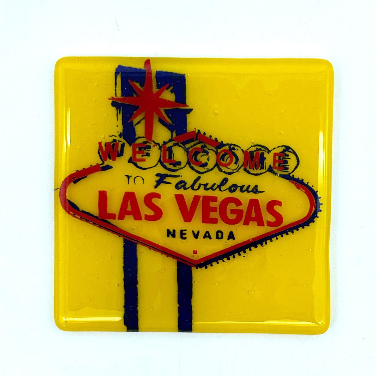 Welcome to Las Vegas Fused Glass 4" Single Coaster - made to order