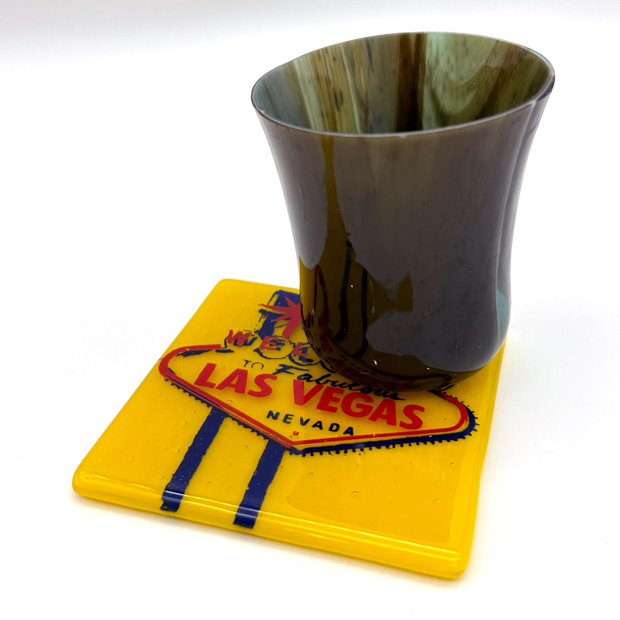 Welcome to Las Vegas Fused Glass 4" Single Coaster - made to order