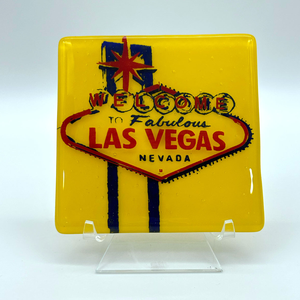 Welcome to Las Vegas Fused Glass 4" Single Coaster - made to order
