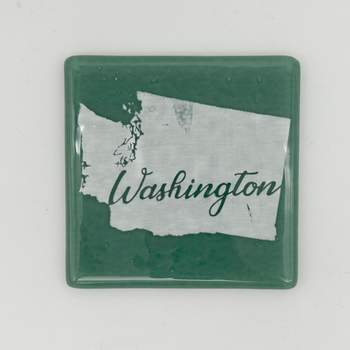 US States Fused Glass 4" Single Coaster - Rainbow Pride or Single Color Background - made to order