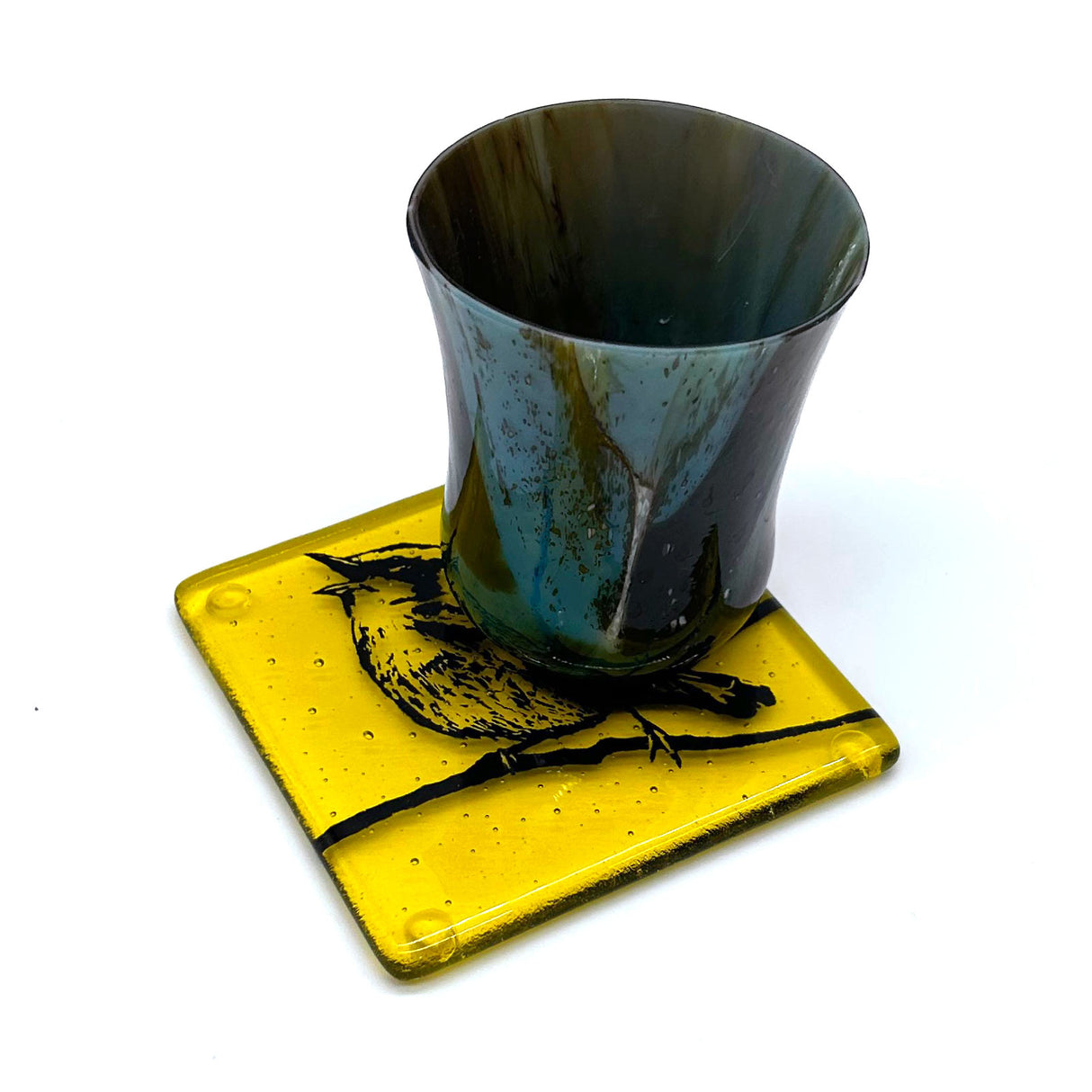 Birds | Warbler Fused Glass 4" Single Coaster