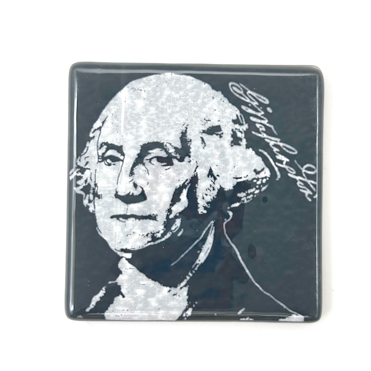 George Washington Handmade 4" Handmade Fused Glass Coaster