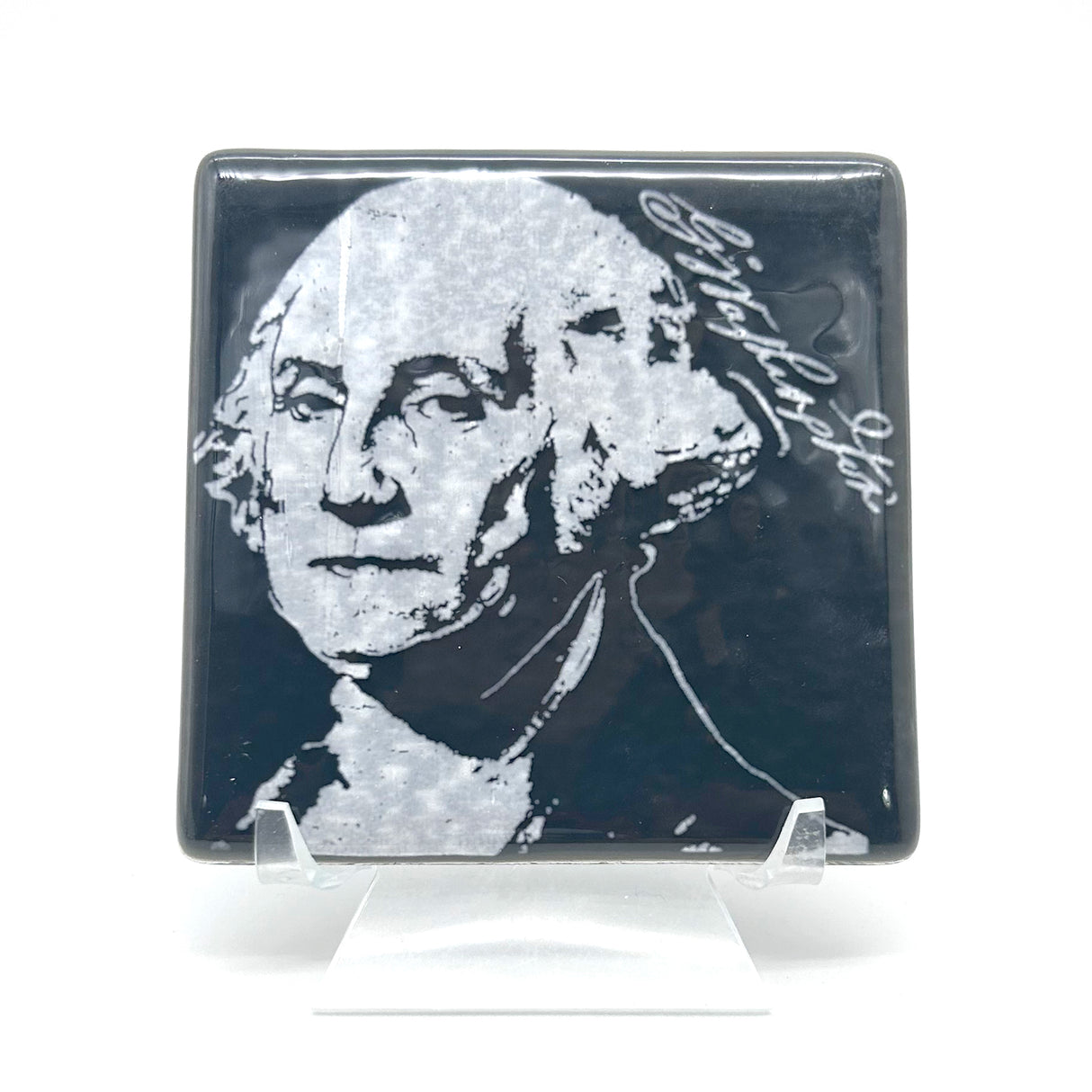 George Washington Handmade 4" Handmade Fused Glass Coaster