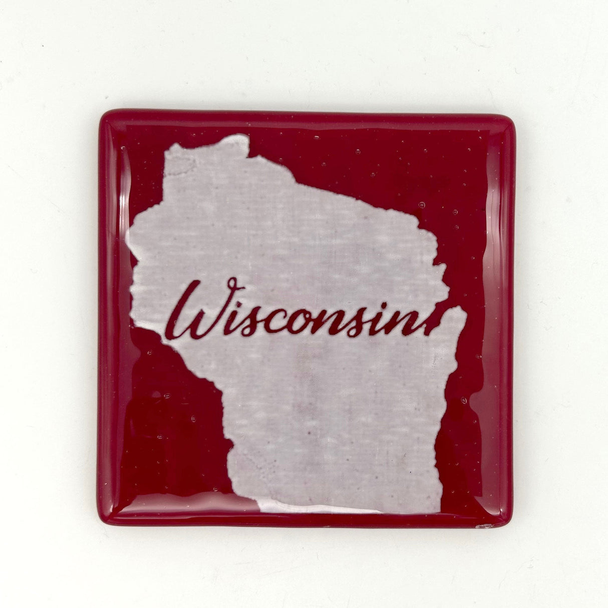 US States Fused Glass 4" Single Coaster - Rainbow Pride or Single Color Background - made to order