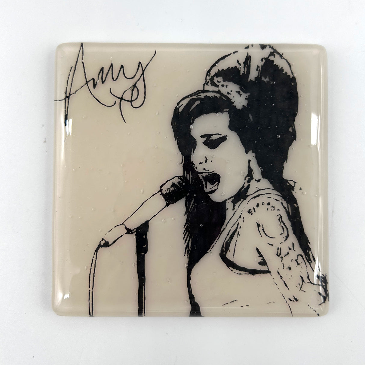 Amy Winehouse  Fused Glass 4" Single Coaster