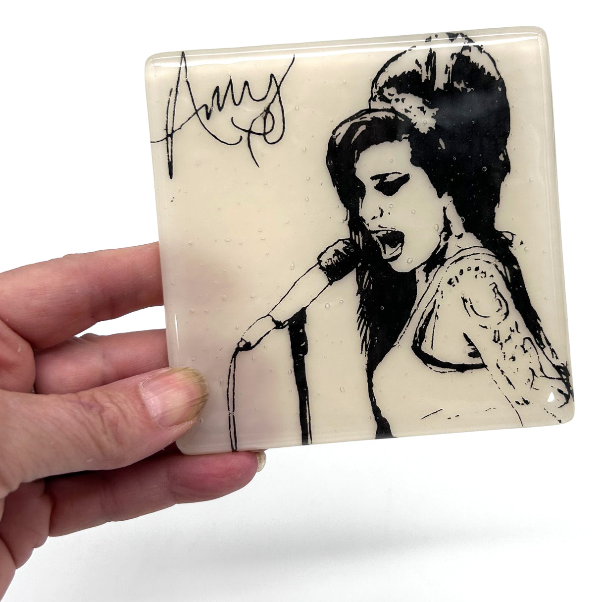 Amy Winehouse  Fused Glass 4" Single Coaster