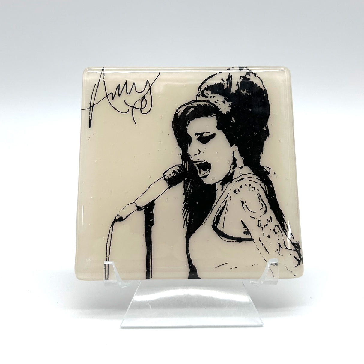 Amy Winehouse  Fused Glass 4" Single Coaster