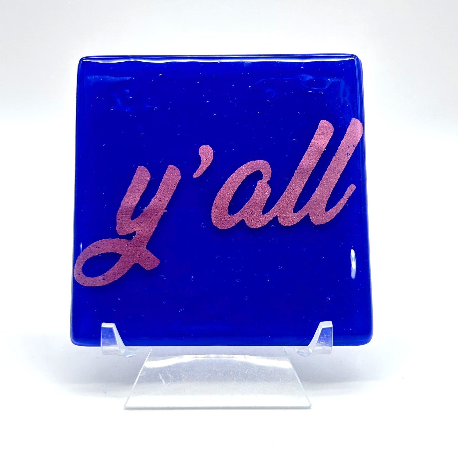 Y'all Handmade Fused Glass 4" Coaster
