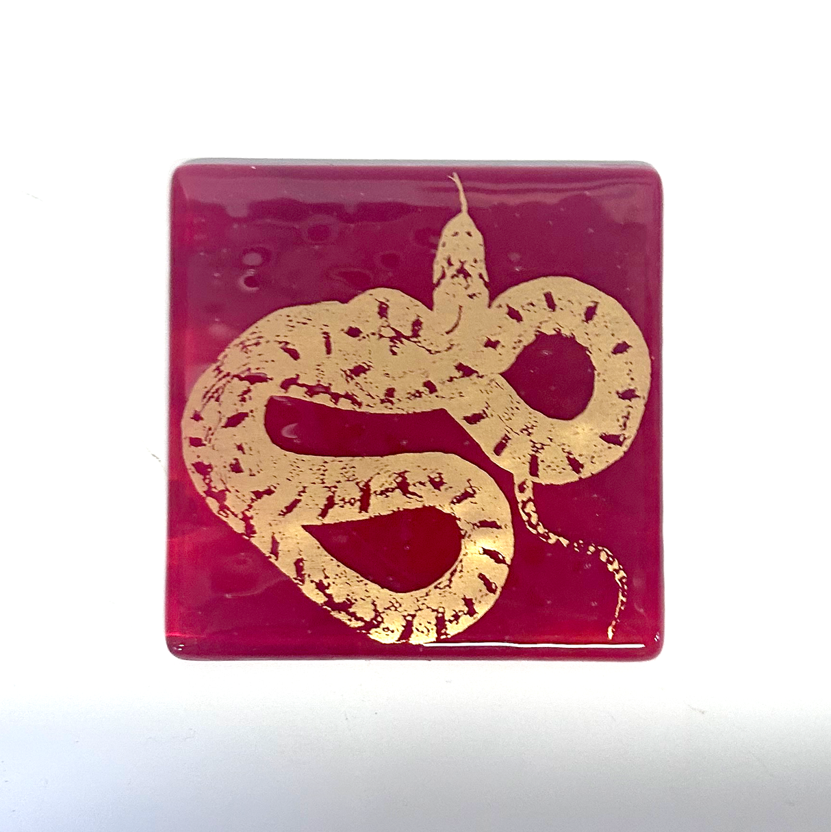 Chinese New Year of the Snake 4" Single Fused Glass Coaster