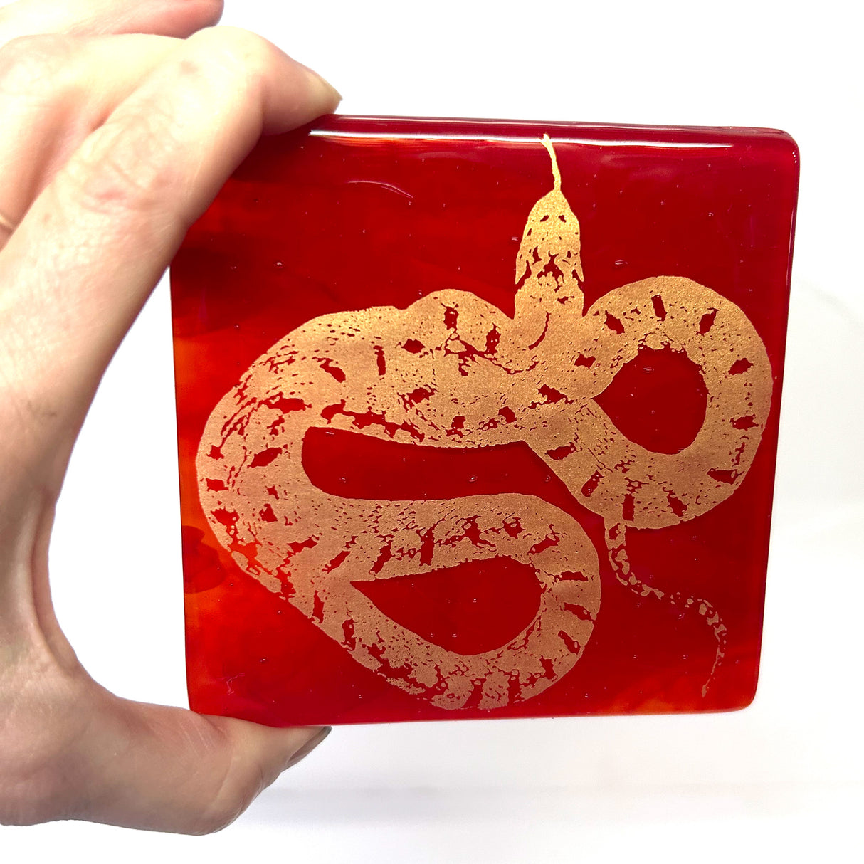 Chinese New Year of the Snake 4" Single Fused Glass Coaster