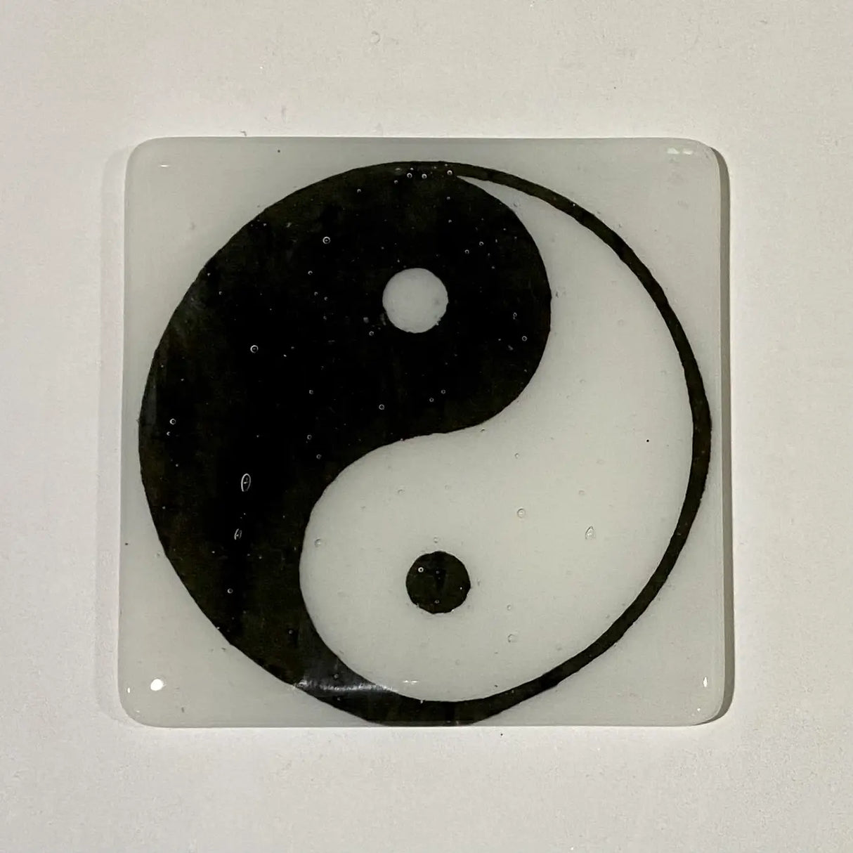 Yin Yang Fused Glass 4" Single Coaster