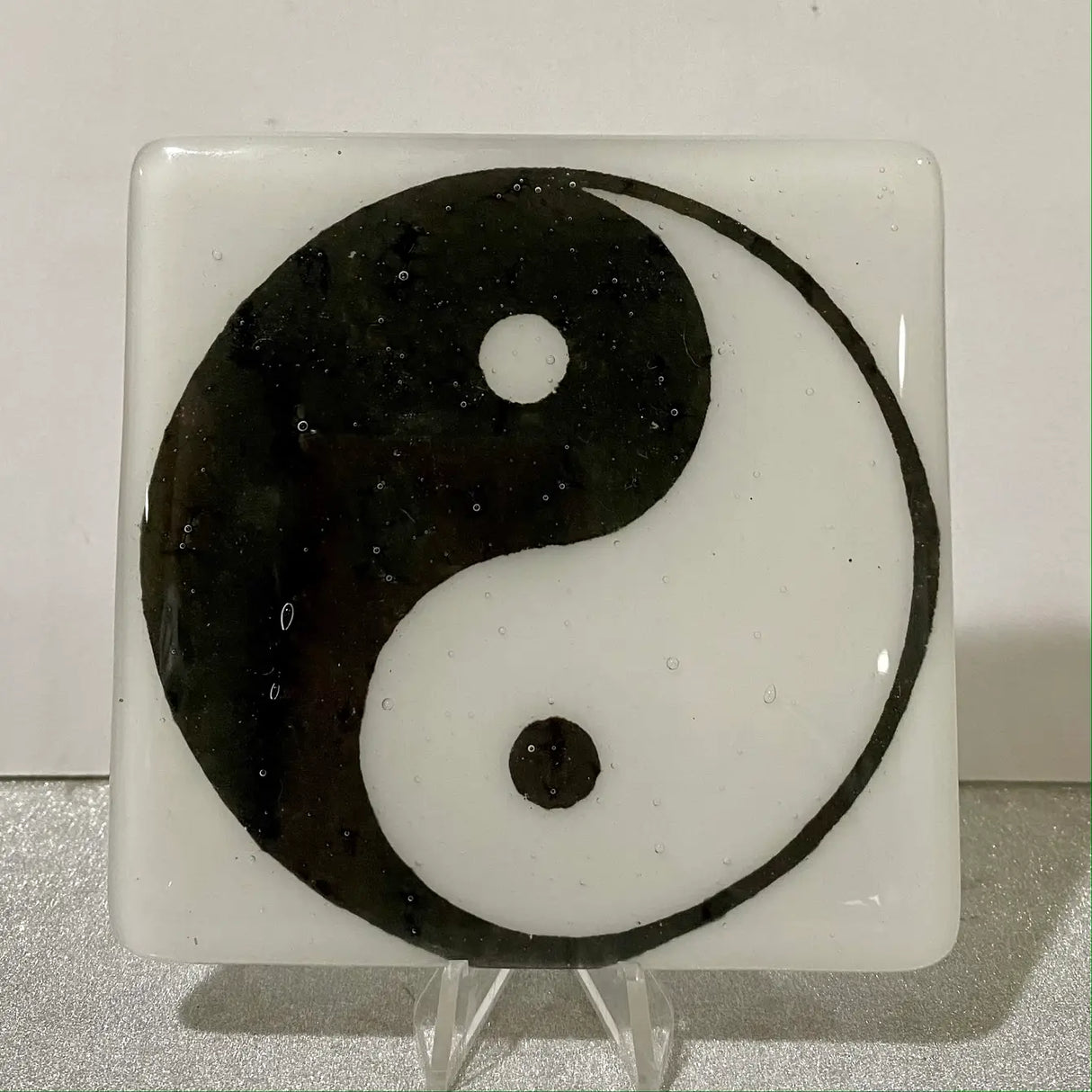 Yin Yang Fused Glass 4" Single Coaster