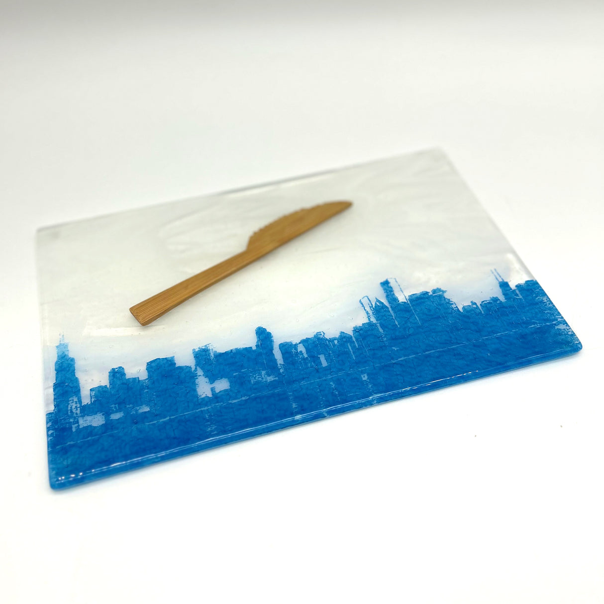 Chicago Skyline 7x11" Fused Glass Cheese Plate