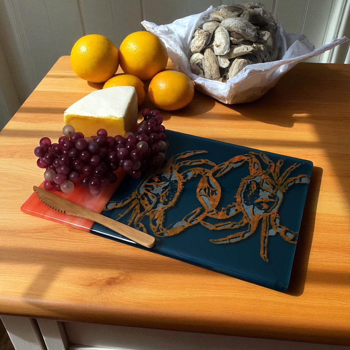 Maryland Crab 7x11" Fused Glass Cheese Plate - made to order