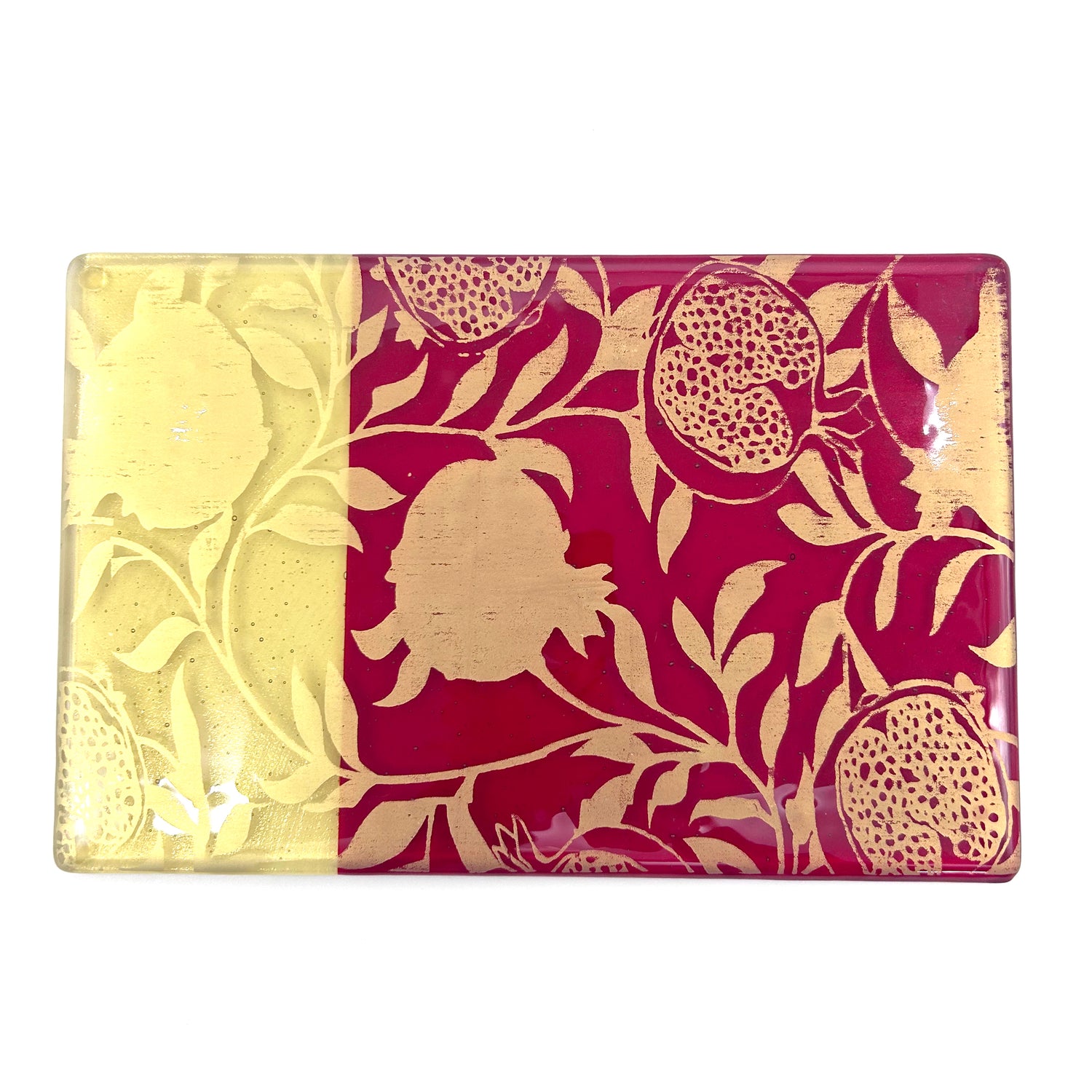 Pomegranate 7x11" Fused Glass Cheese Plate