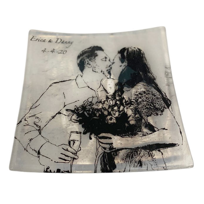 Custom Fused Glass 8" Square Platter