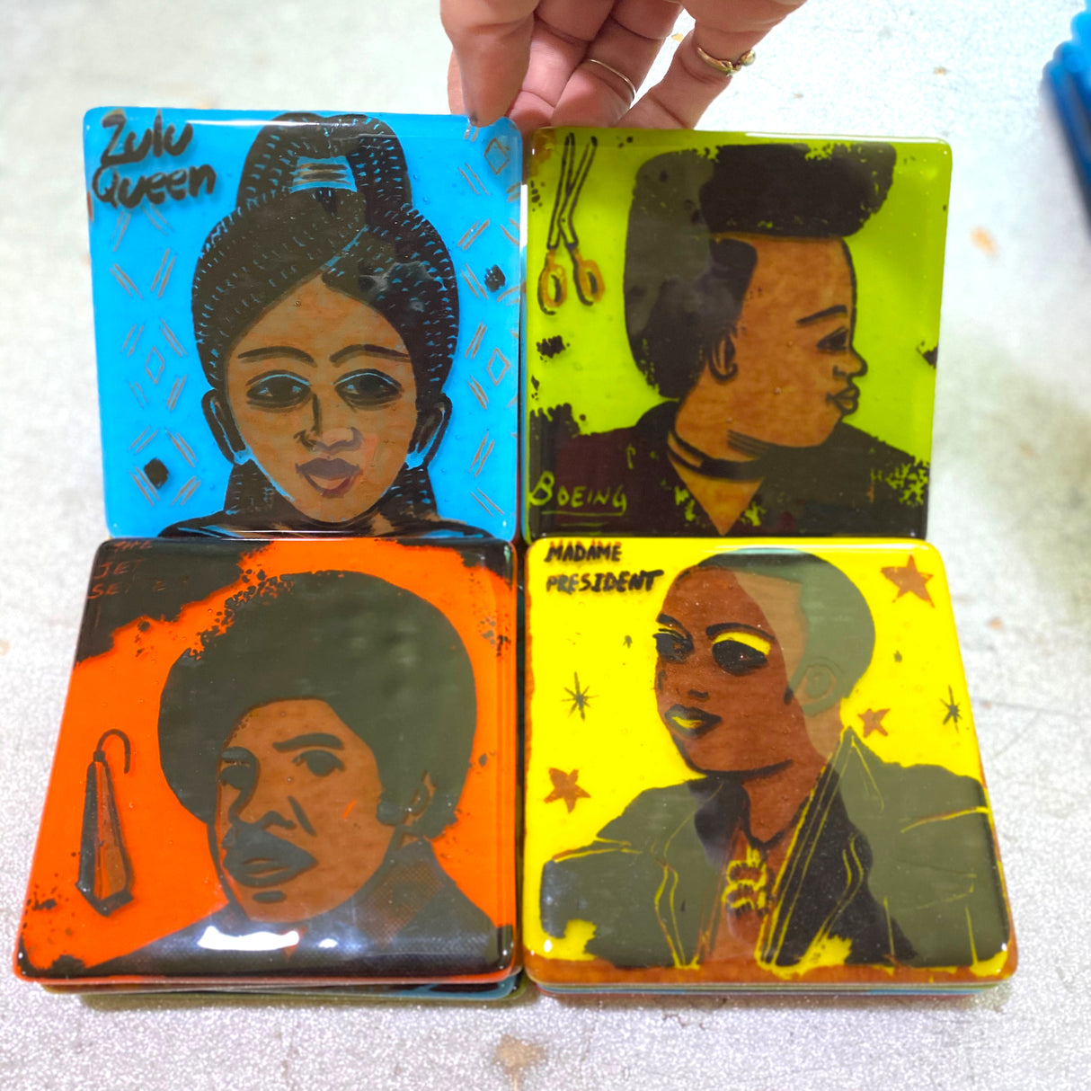 Custom Fused Glass 4" Coaster 4-pack (same design)