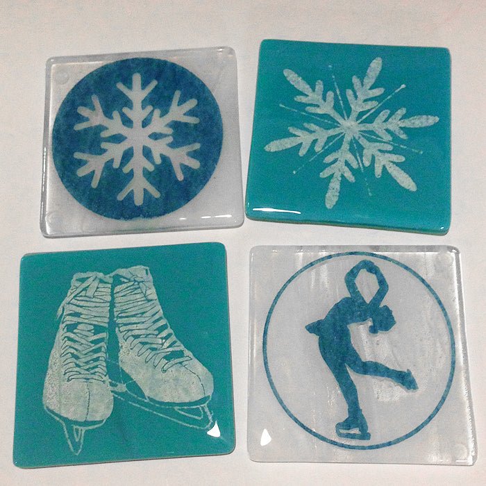 Custom Fused Glass 4" Coaster 4-pack (same design)