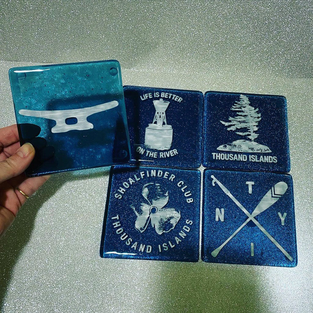 Custom Fused Glass 4" Coaster 4-pack (same design)