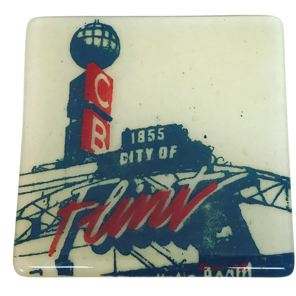 Custom Fused Glass 4" Single Coaster