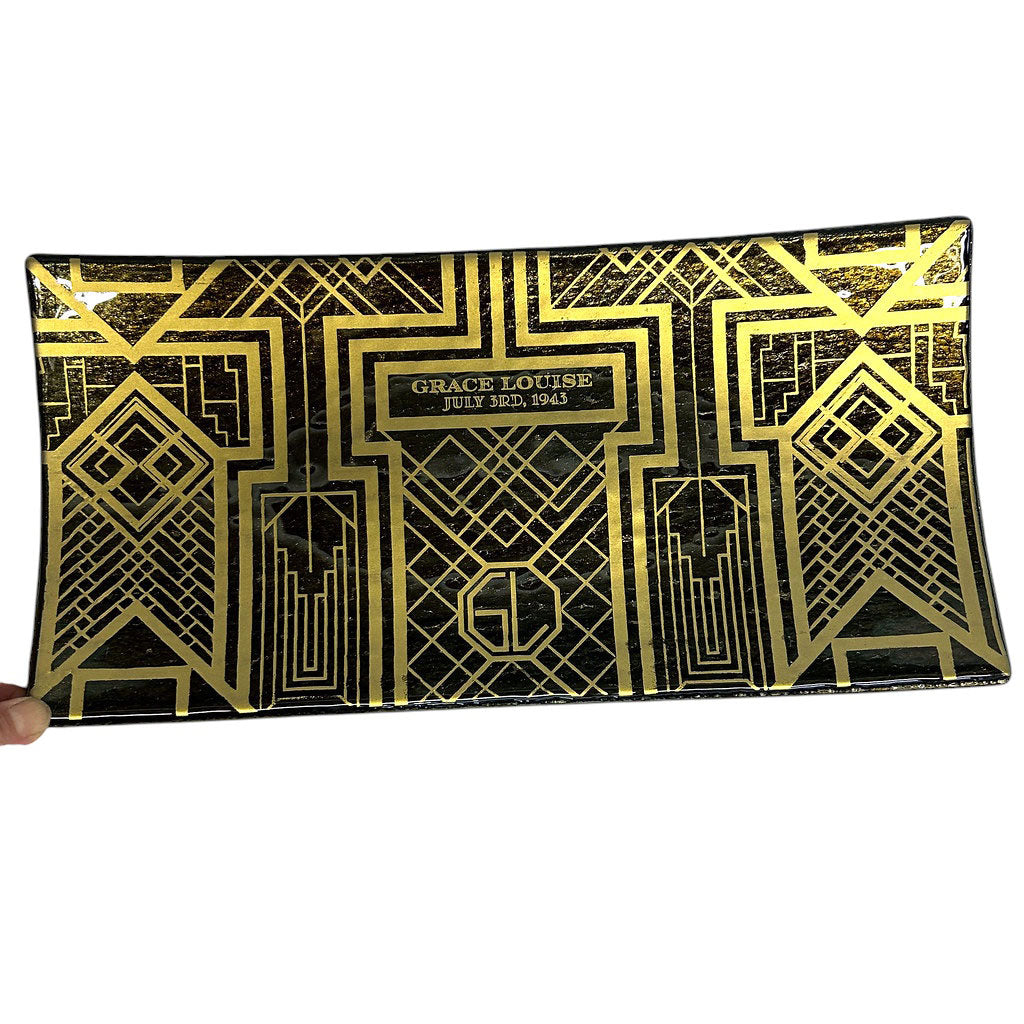 Custom Fused Glass 15" Long Platter