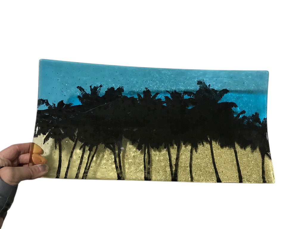 Custom Fused Glass 15" Long Platter