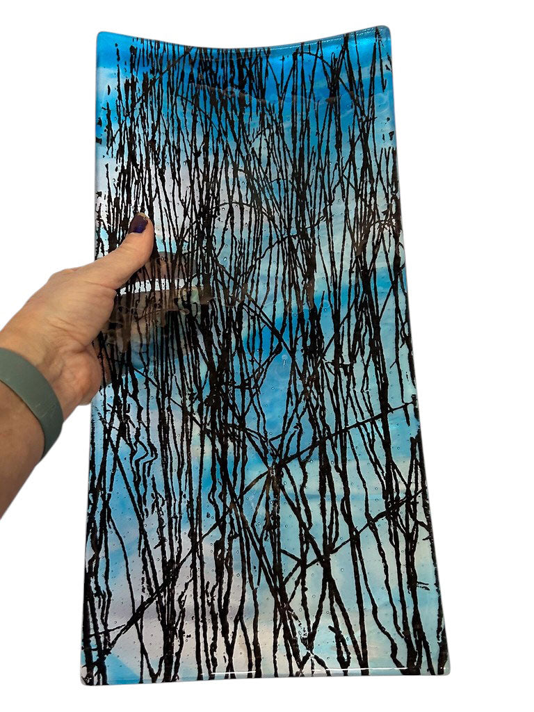 Custom Fused Glass 15" Long Platter