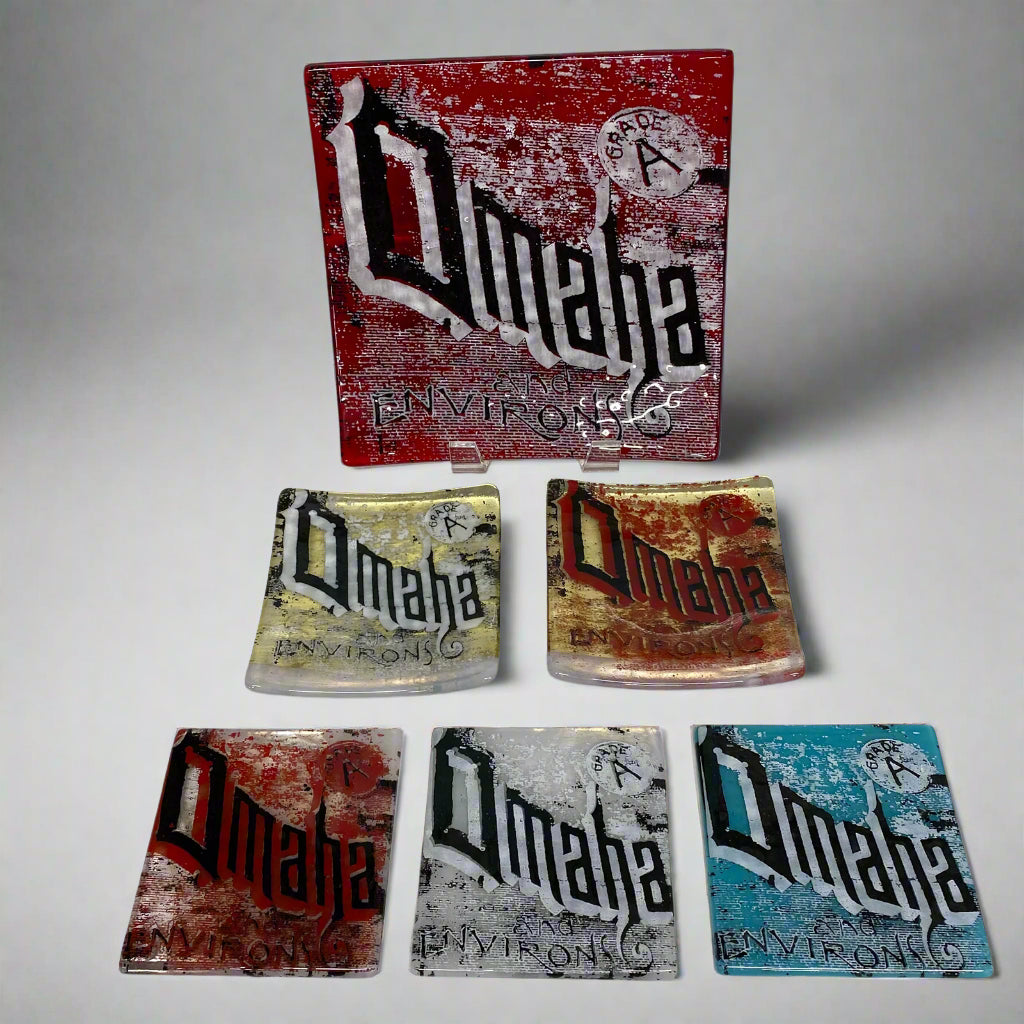 Custom Fused Glass 8" Square Platter