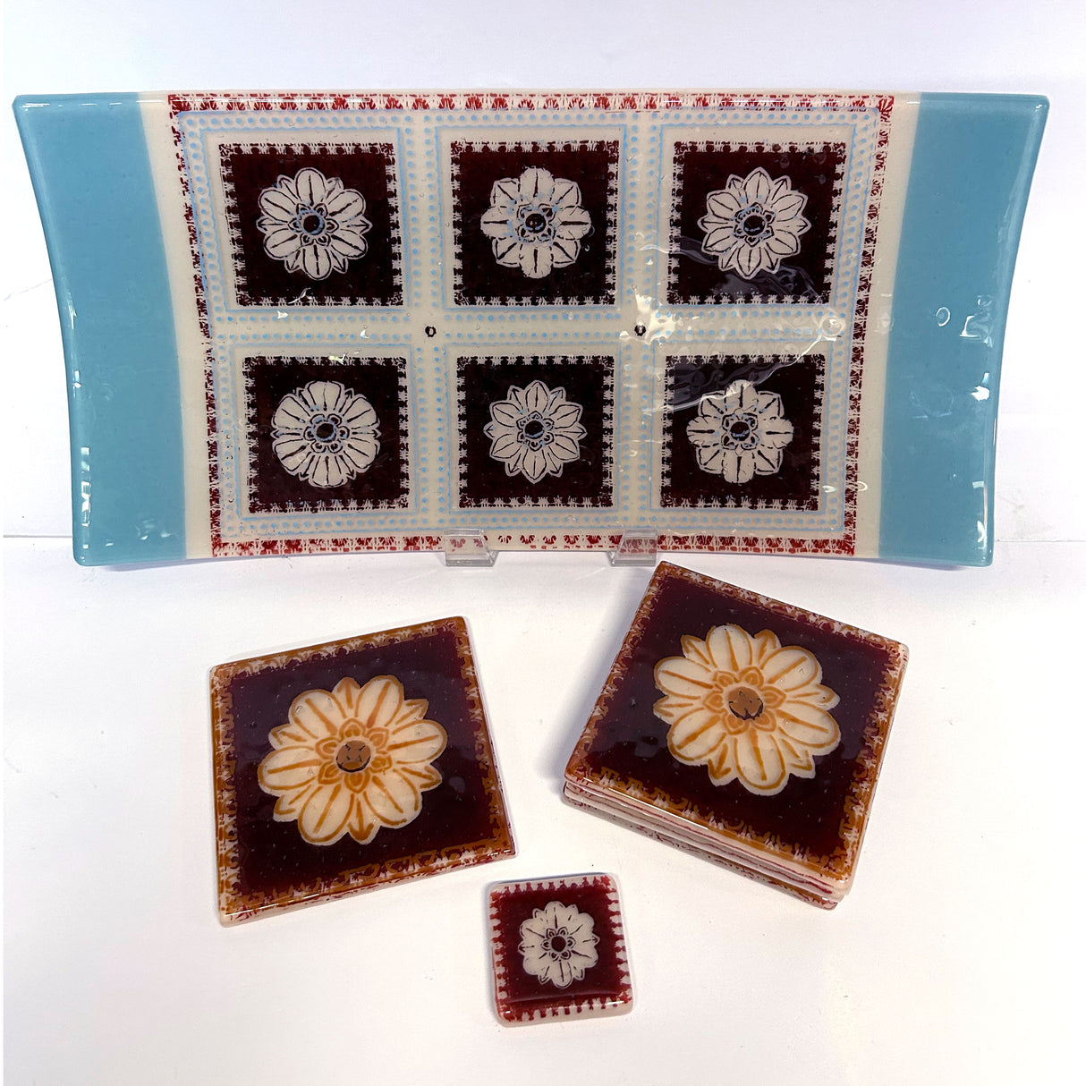 Custom Fused Glass 15" Long Platter