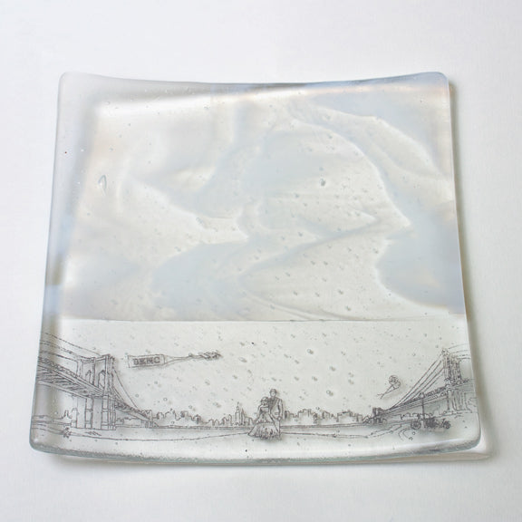 Custom Fused Glass 8" Square Platter