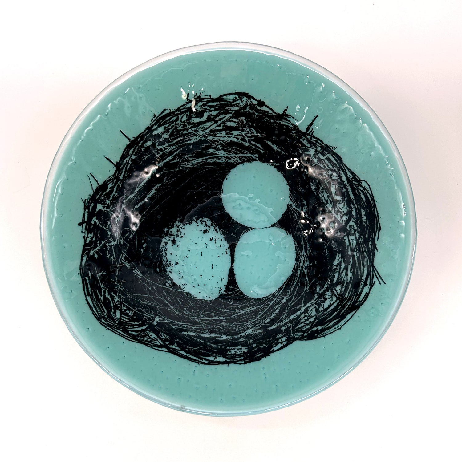 Bird's Nest Fused Glass Large 13" Serving Bowl | Made to order