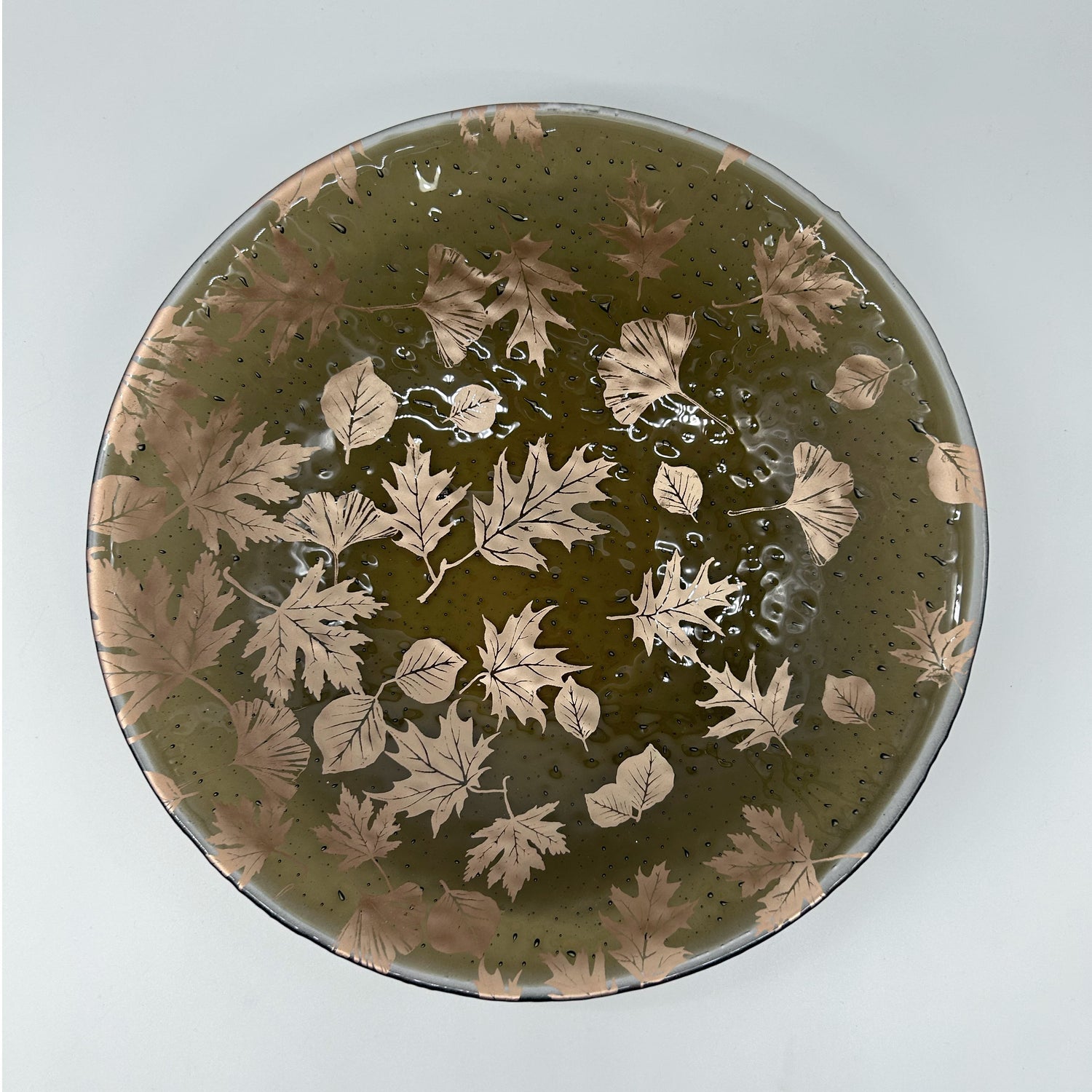 Falling Leaves Fused Glass Large 13" Serving Bowl | Made to order