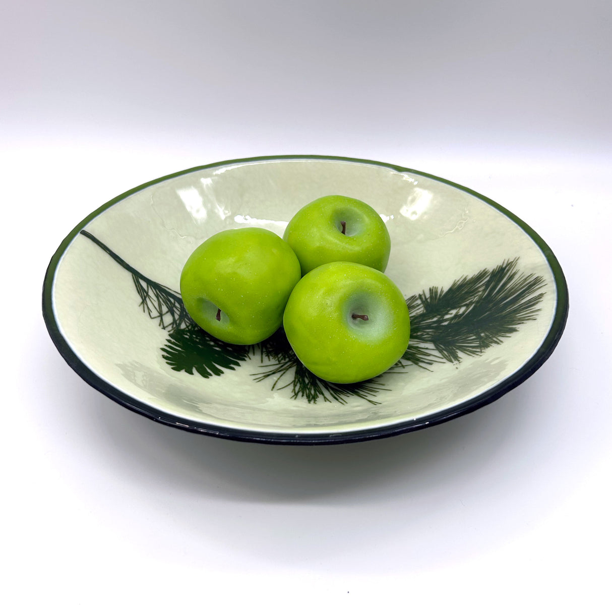 Pine Bough Fused Glass Large 13" Serving Bowl | Made to order