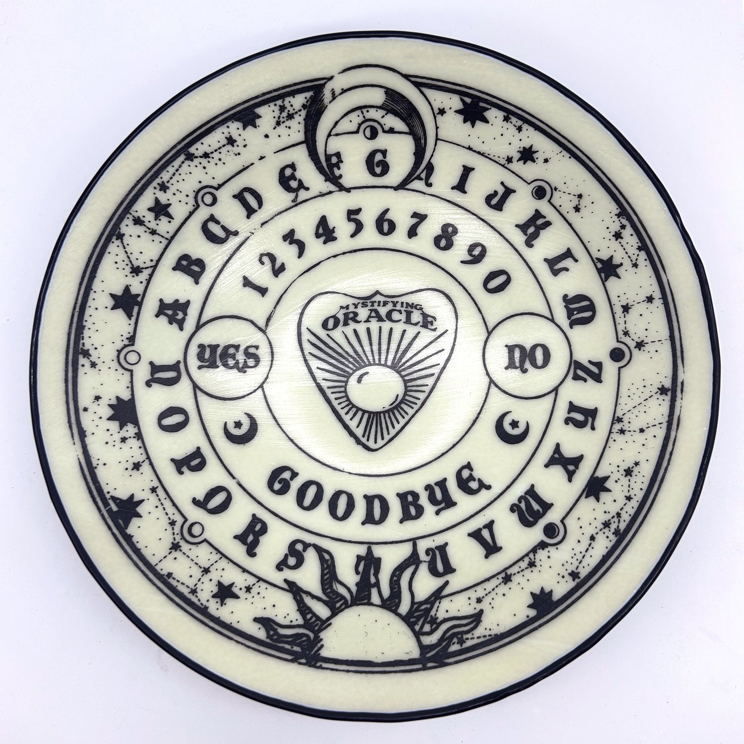 Witchy Ouija Board Fused Glass Large 13" Serving Bowl | Made to order
