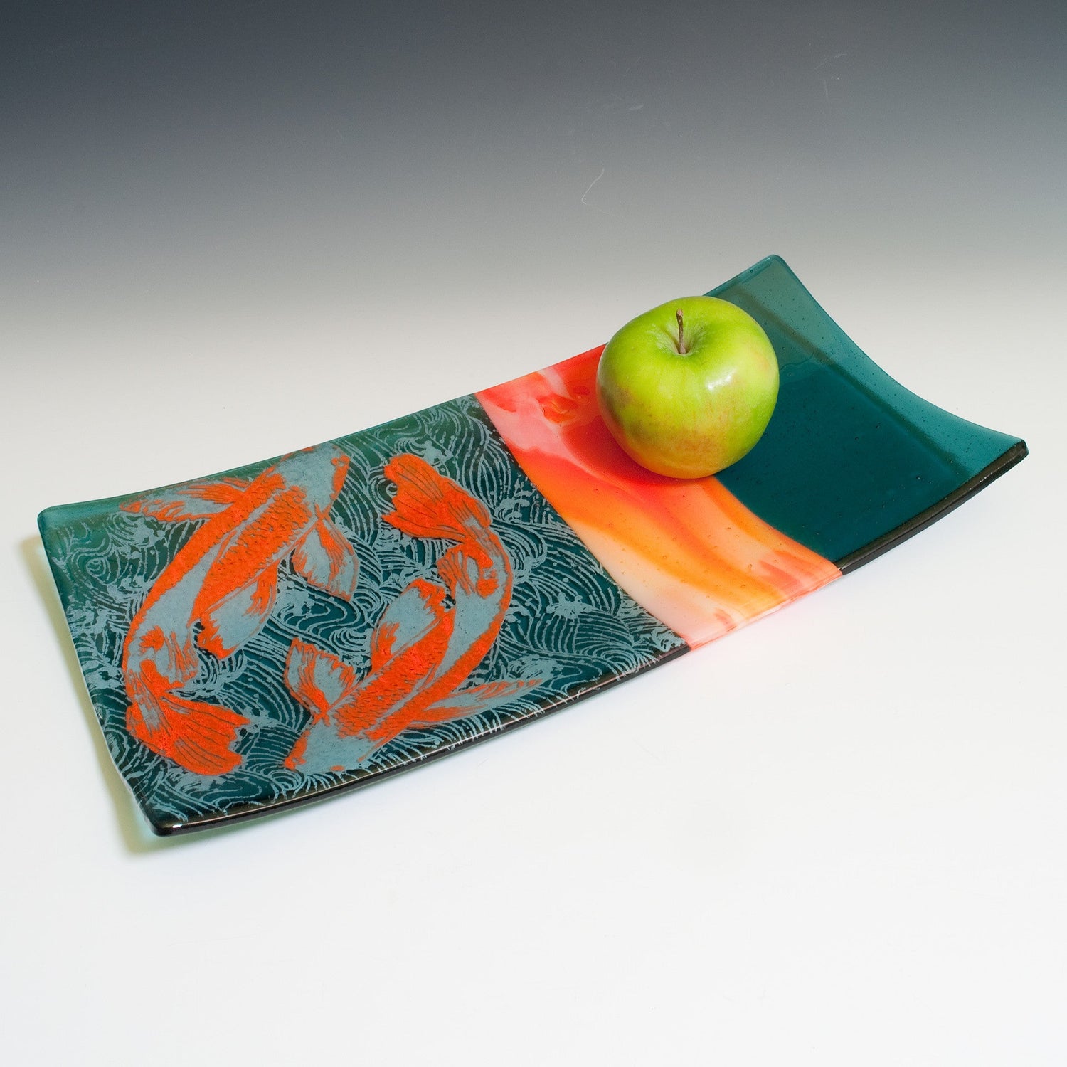 Koi 15" Long Fused Glass Serving Platter