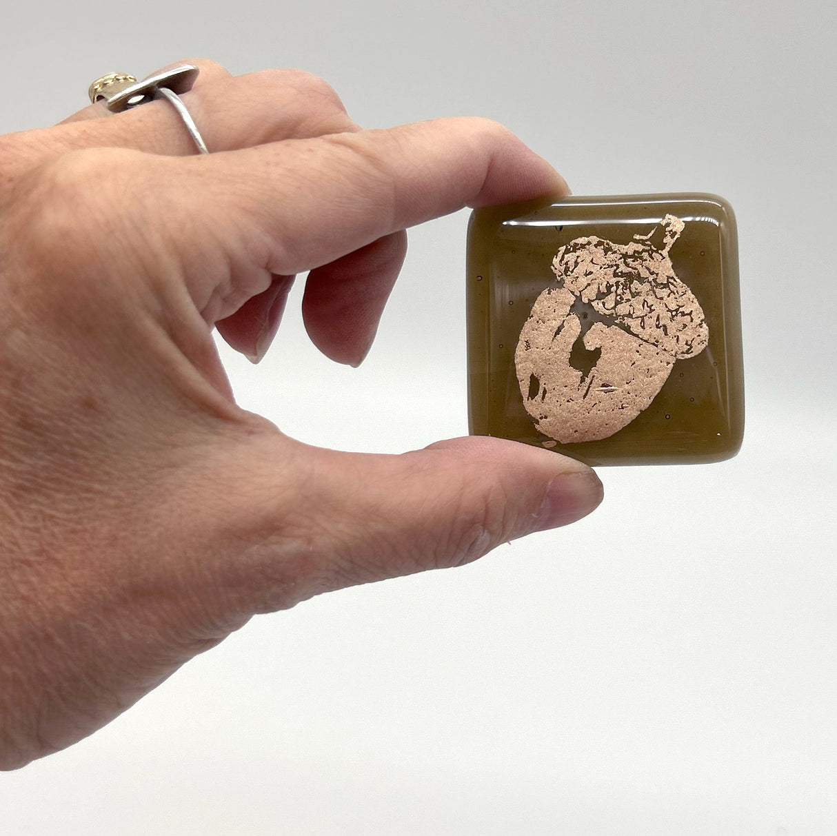 Acorn Handmade Fused Glass 1.75" Magnet