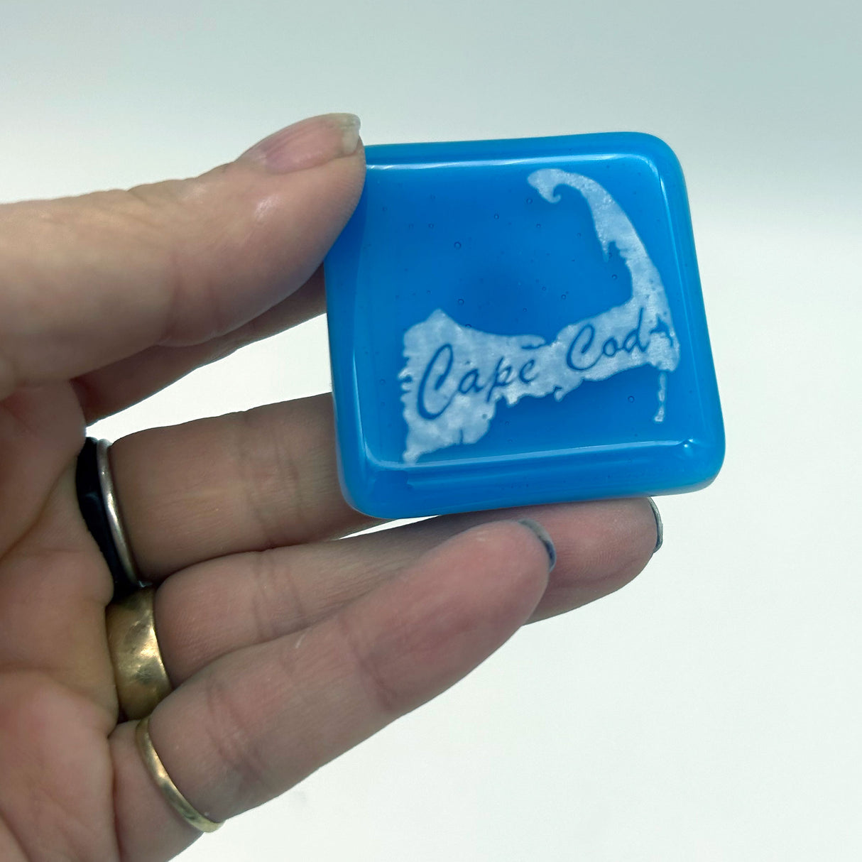 Cape Cod Map Fused Glass 1.75" Magnet